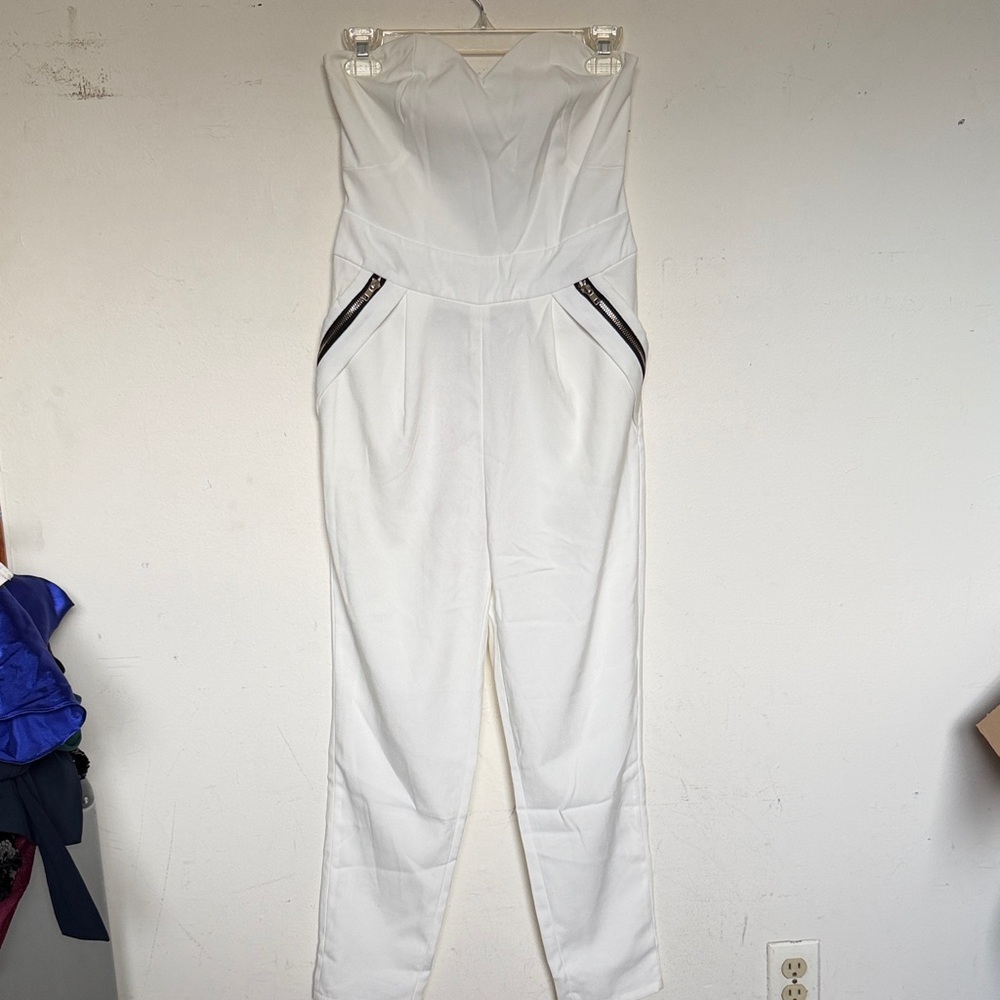 Gracia White Jumpsuit with Black Trim